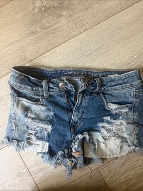 American Eagle Outfitters Distressed Light Blue Denim Cutoff Shorts
